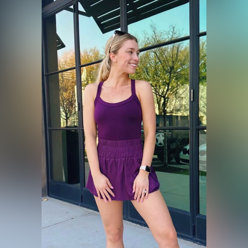 Free People Movement Way Home Skort Romper In Eggplant Size Small
